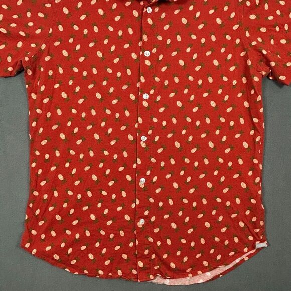 Bonobos Shirt Mens Medium Red Slim Fit All Over Pineapple Print Short‎ Sleeve - Picture 5 of 10